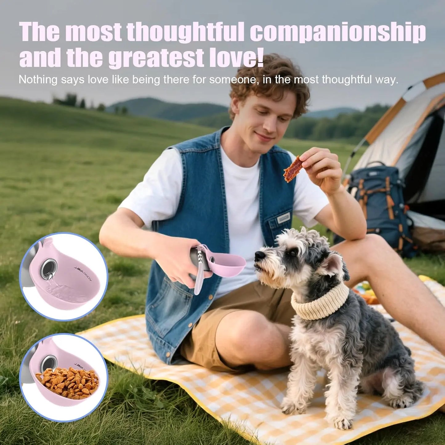 Portable Pet Water Bottle – 285ml Stainless Steel Dog Travel Dispenser with Foldable Silicone Bowl