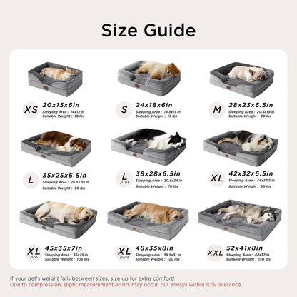 Orthopedic Dog Bed Medium Size Dogs - Washable Small Medium Dog Cat Bed Waterproof, Comfort Cats Couch Sofa with Washable Removable Cover, Pets Bed with Nonskid Bottom, Grey, 28"