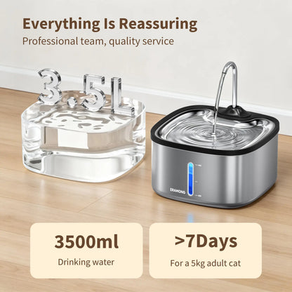 Cat Water Fountain, Pet Indoor Water Fountain, 4 Filters & Ultra Quiet Water Pump, 3.5 L/118.35 Oz Automatic Dog Water Bowl, Multifunctional Square Pet Water Fountain-W04B