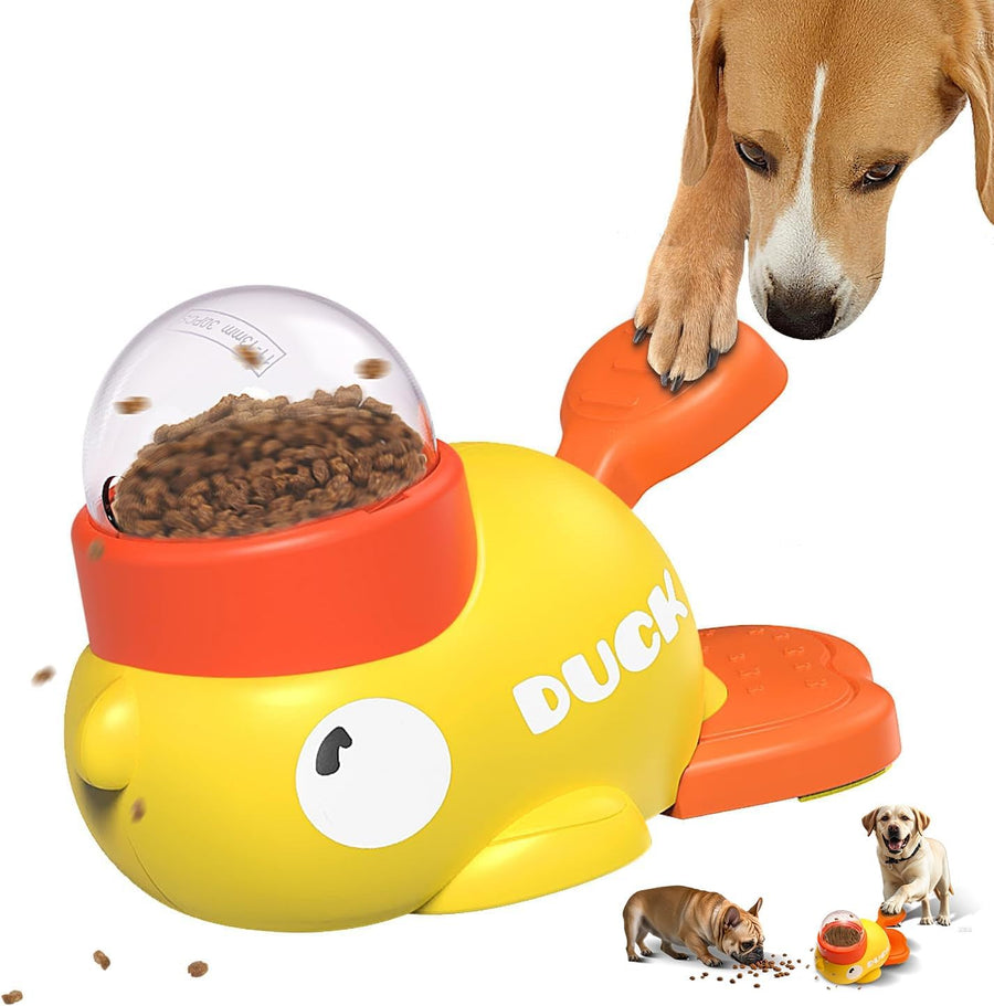 Interactive Dog Treat Dispenser Toy & Slow Feeder Dog Bowls - Duck-Shaped Puzzle Toy for Mental Stimulation, Adjustable Food Outlet for Small to Medium Cats and Dogs