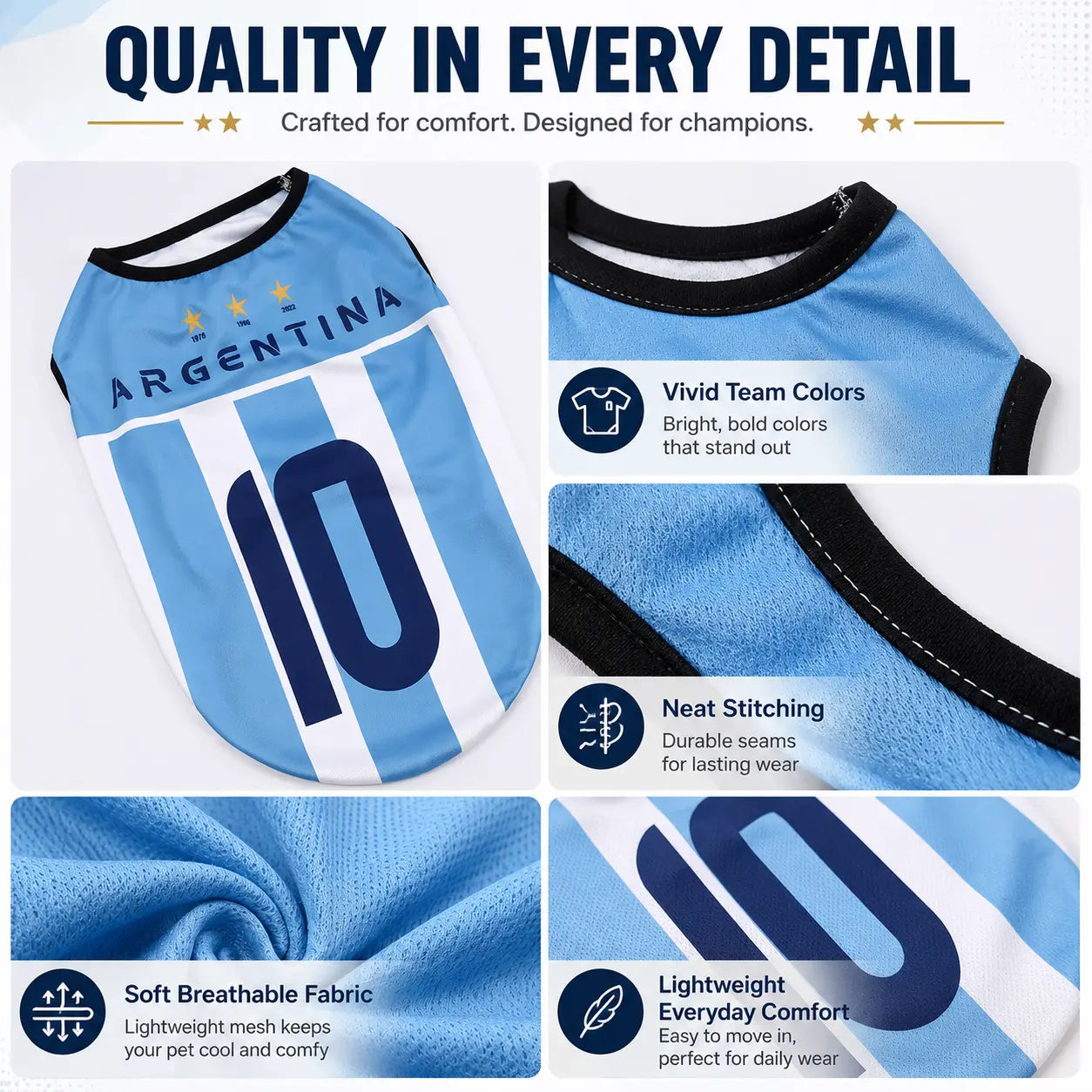 Pet Soccer Jersey - Team-Inspired Sleeveless for Small Medium Pets