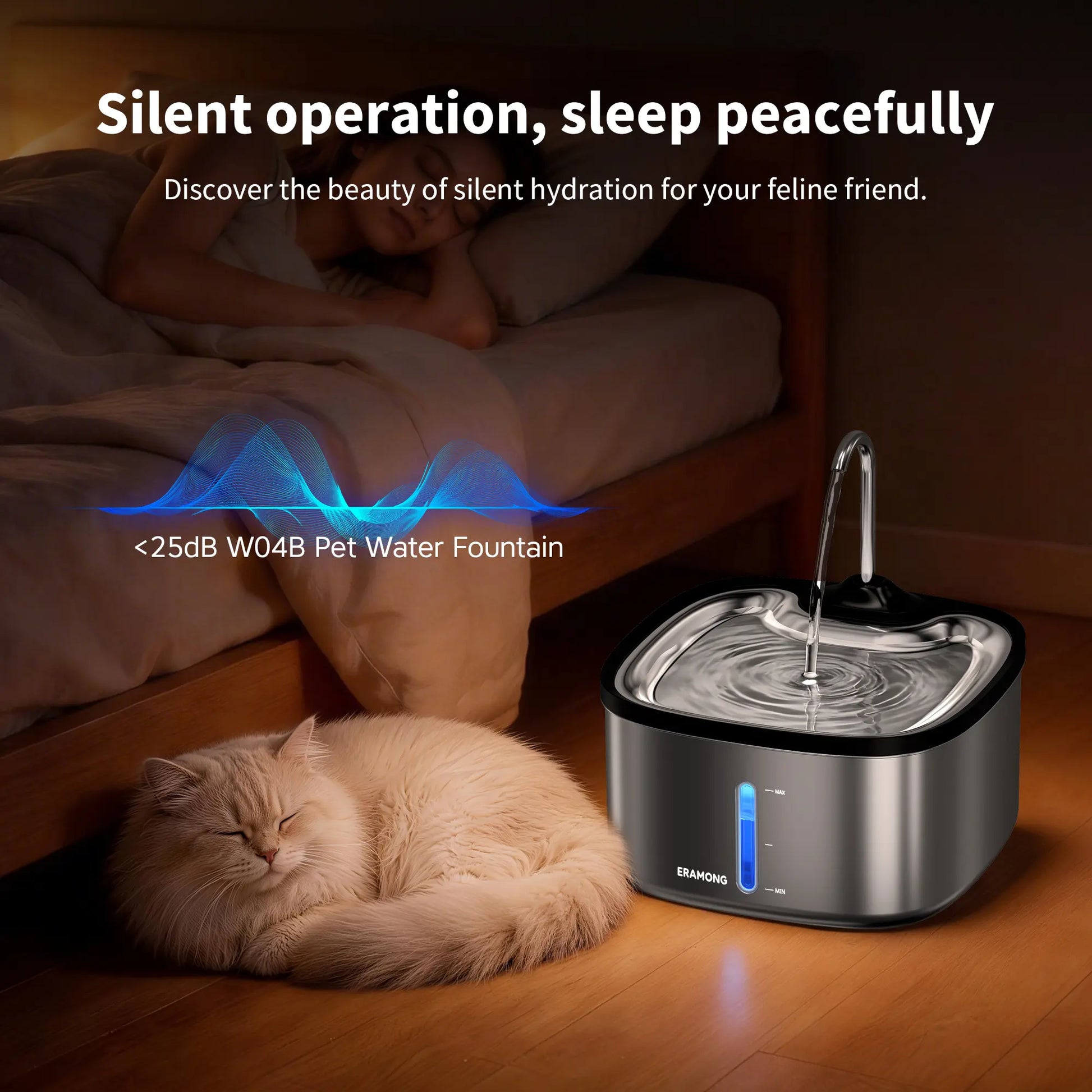 Cat Water Fountain, Pet Indoor Water Fountain, 4 Filters & Ultra Quiet Water Pump, 3.5 L/118.35 Oz Automatic Dog Water Bowl, Multifunctional Square Pet Water Fountain-W04B