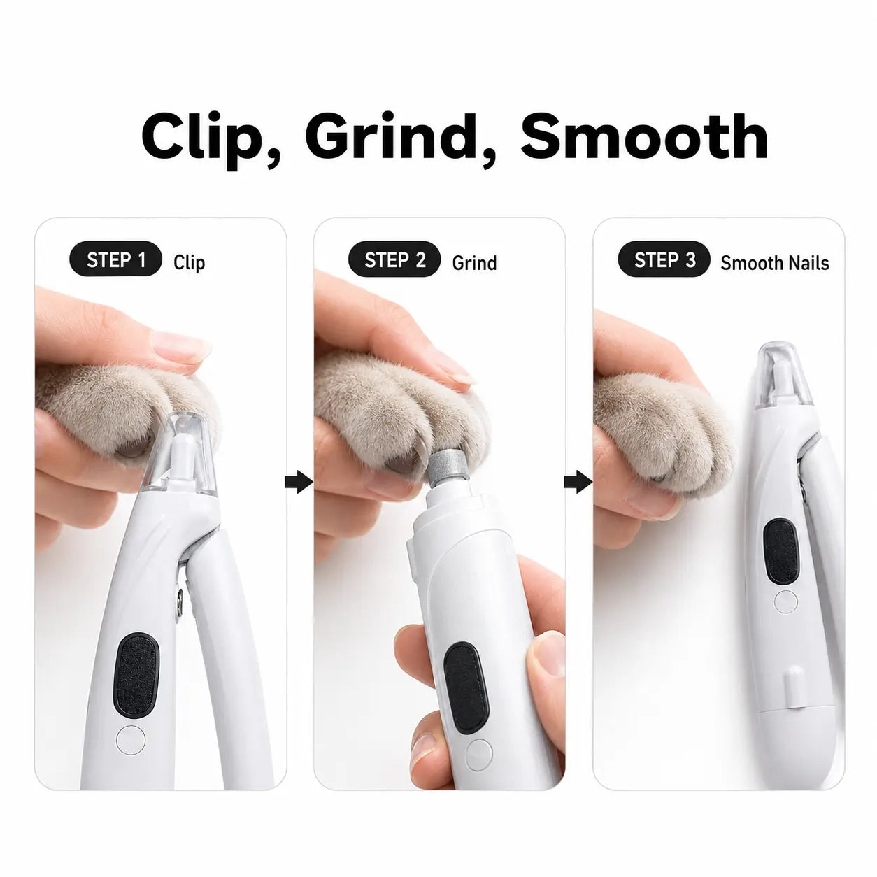 Pet Nail Clipper with Catcher & Grinder, LED Dog and Cat Nail Trimmer, Rechargeable 2-In-1 Paw Grooming Tool for Small Medium Large Pets