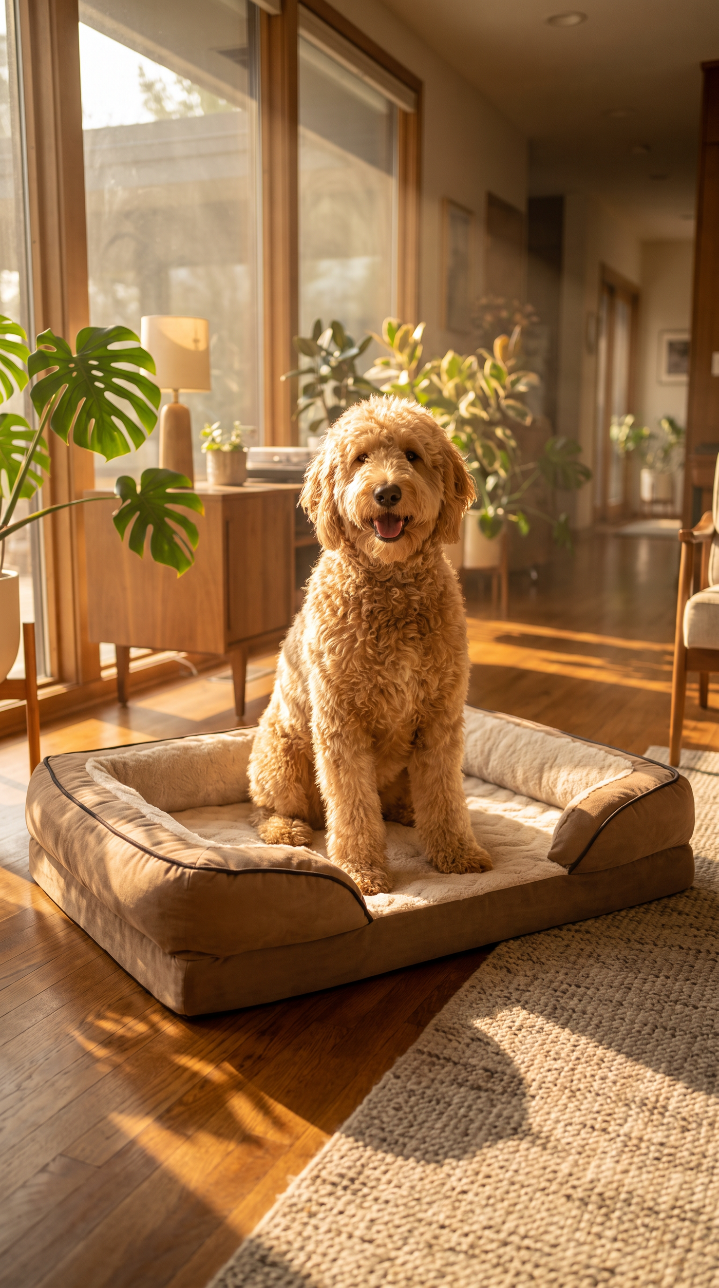 Orthopedic Memory Foam Dog Bed with Removable Bolster & Washable Cover – Brownstone (Jumbo)