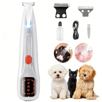 Professional Pet Grooming Clipper Kit – Rechargeable, Low-Noise Dog & Cat Paw Trimmer with LED Light & Dual-Speed Motor (Waterproof)