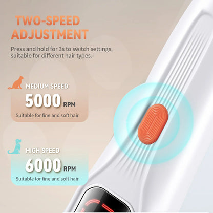 Professional Pet Grooming Clipper Kit – Rechargeable, Low-Noise Dog & Cat Paw Trimmer with LED Light & Dual-Speed Motor (Waterproof)