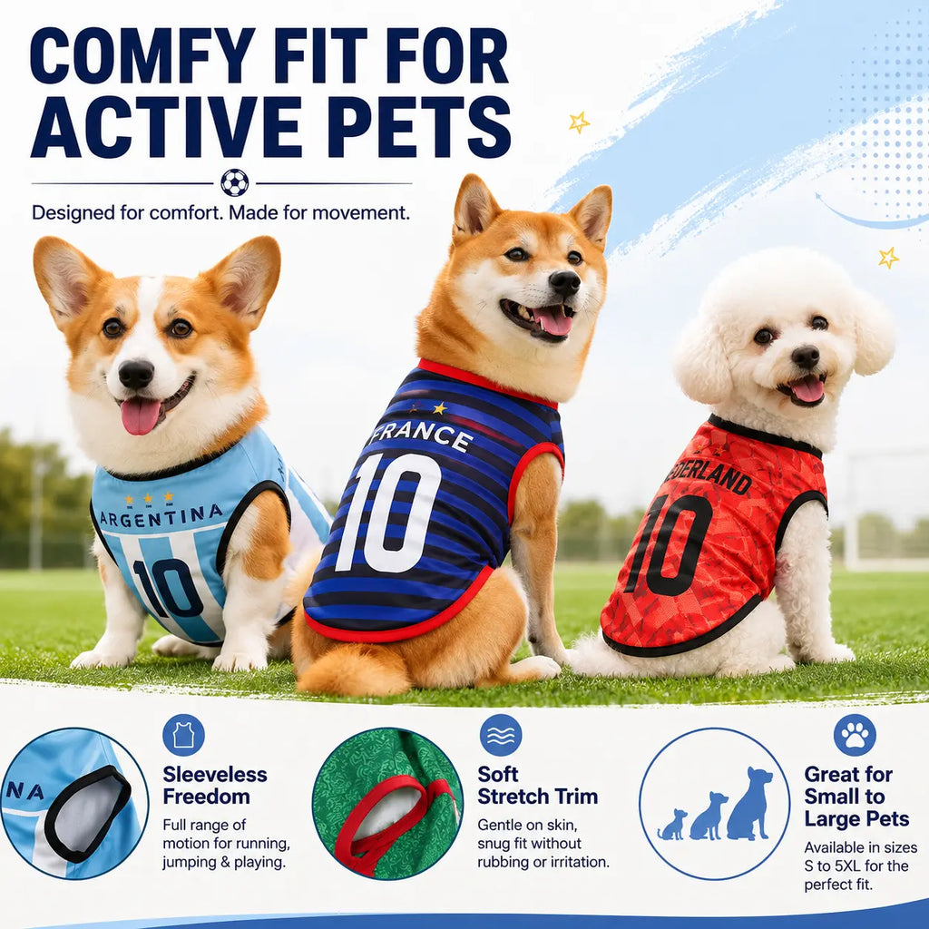 Pet Soccer Jersey - Team-Inspired Sleeveless for Small Medium Pets