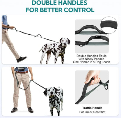 Hands-Free Dual Dog Leash with Waist Bag & Cushioned Pad – Walk Two Dogs with Ease No Tangles, No Stress