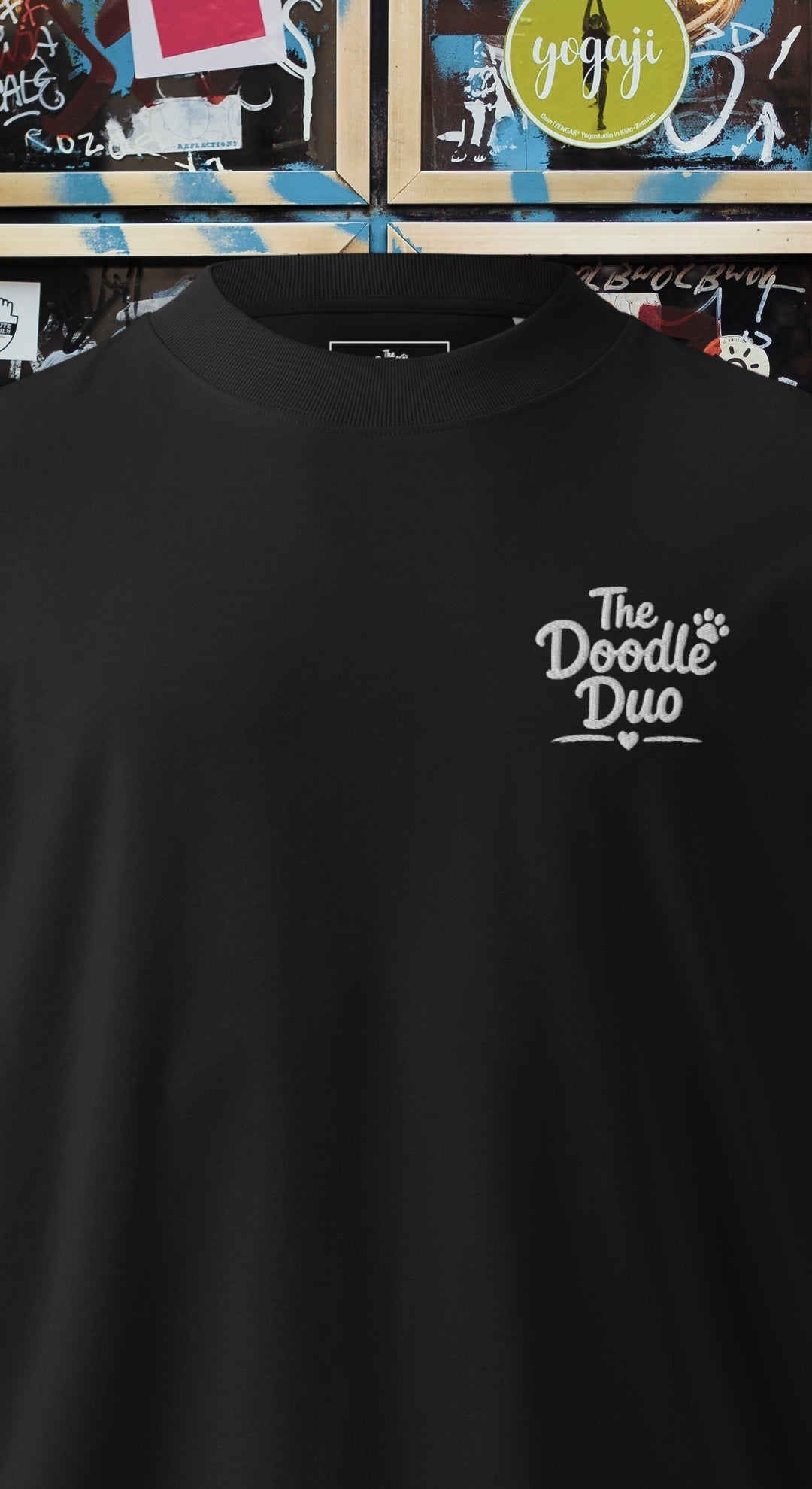 The Doodle Duo - Classic Embroidered - Unisex organic oversized high neck t-shirt