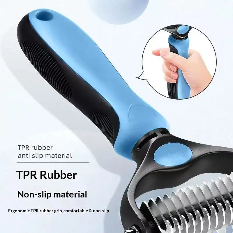 Pet Dematting Undercoat Rake for Long Haired Dogs Cats, Double Sided Deshedding Brush, Pain Free Tangle Remover to Reduce Shedding & Mats, Pet Grooming Tool N2 Comb