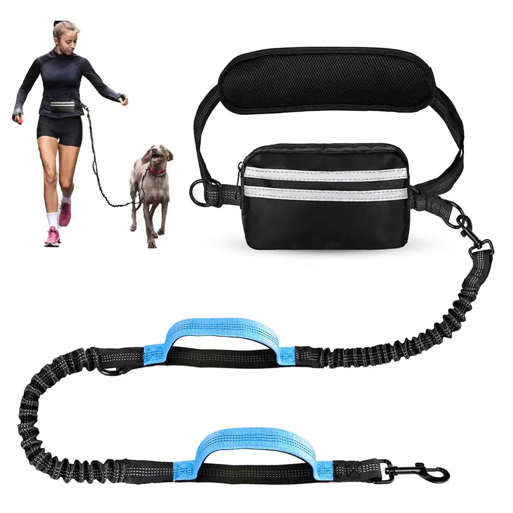 Hands-Free Dual Dog Leash with Waist Bag & Cushioned Pad – Walk Two Dogs with Ease No Tangles, No Stress
