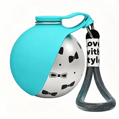 Portable Pet Water Bottle – 285ml Stainless Steel Dog Travel Dispenser with Foldable Silicone Bowl