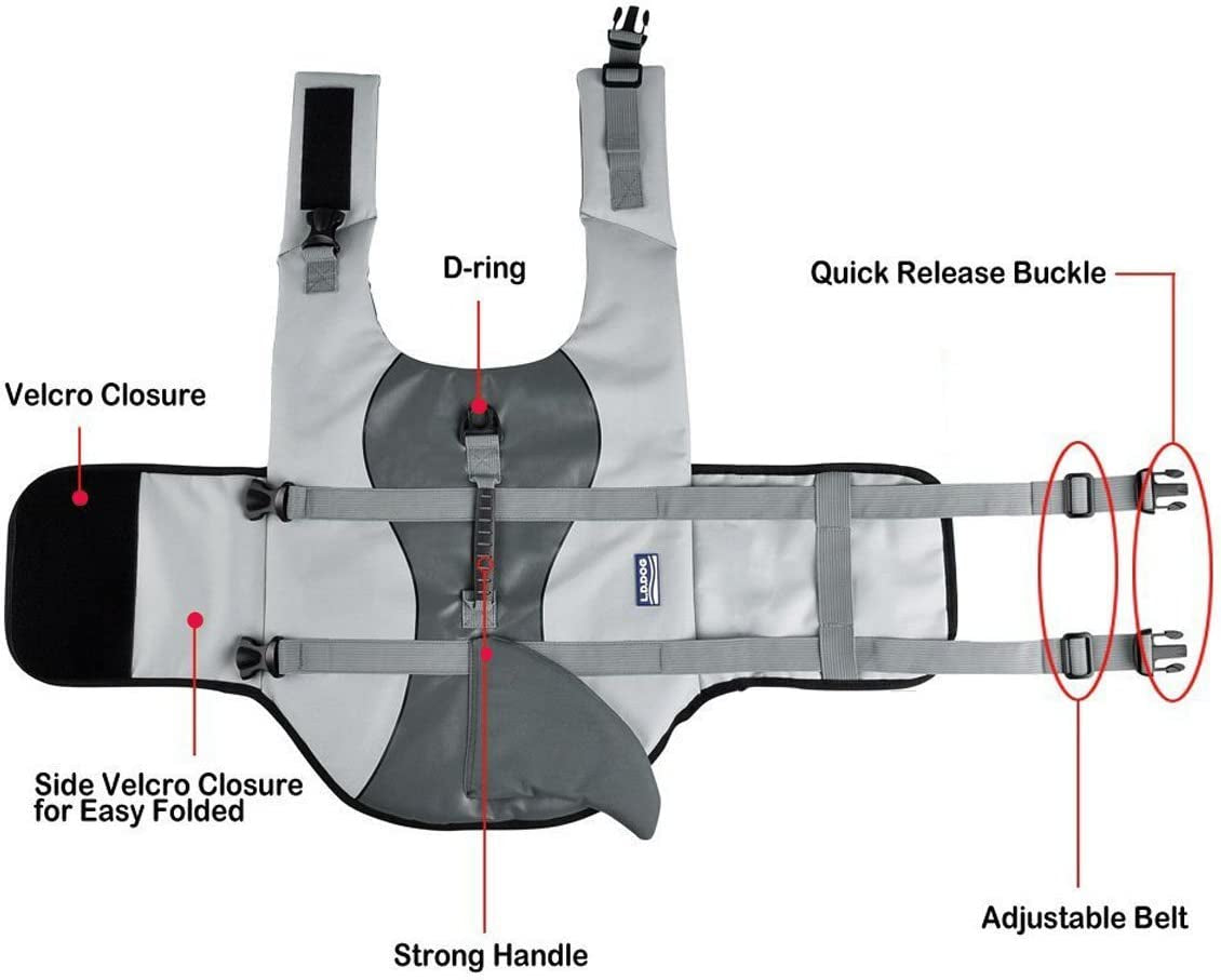 Adjustable Dog Life Jacket for Swimming - Quick-Drying, Dog Saver Vest with Safety Handle