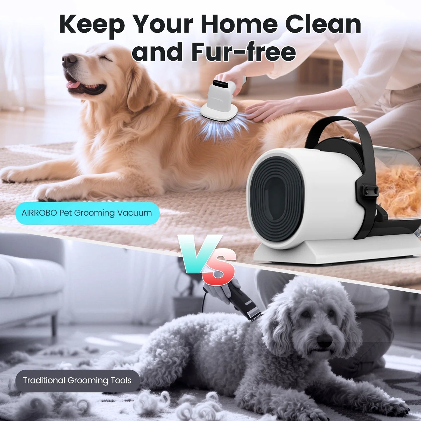 7-in-1 Pet Grooming Kit & Vacuum | 11000Pa Powerful Suction for Shedding & Hair Care
