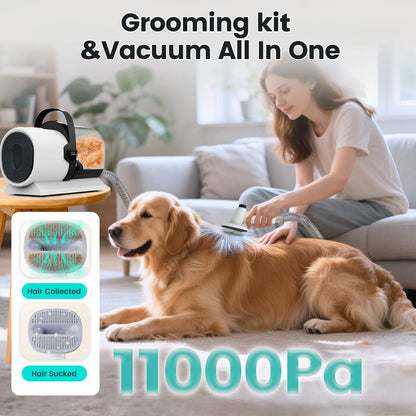 7-in-1 Pet Grooming Kit & Vacuum | 11000Pa Powerful Suction for Shedding & Hair Care