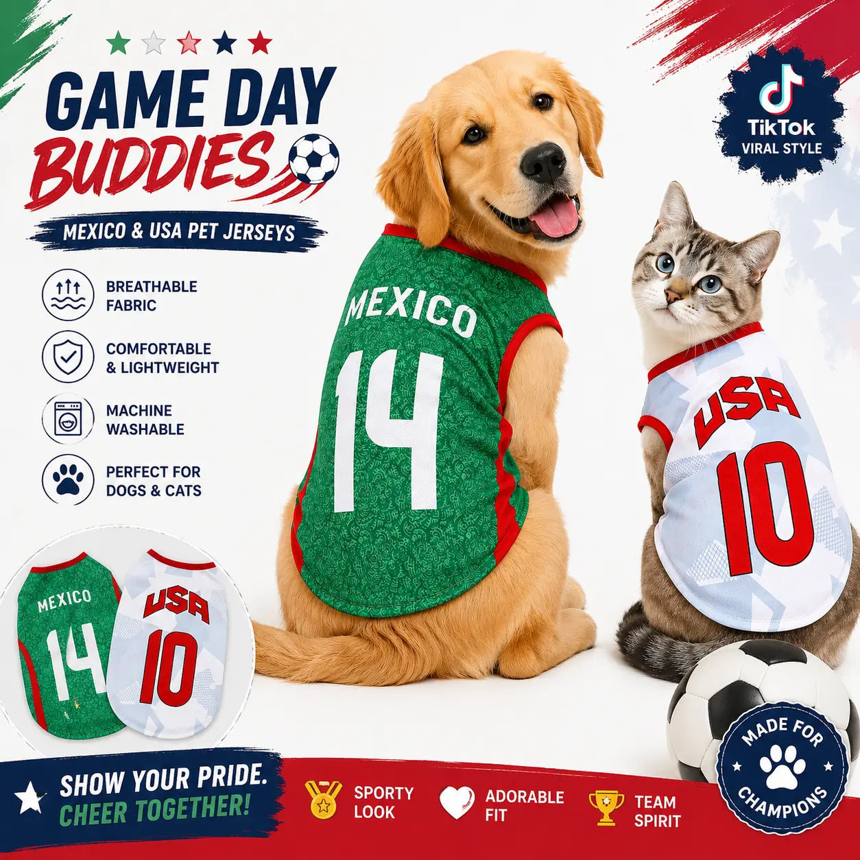 Pet Soccer Jersey - Team-Inspired Sleeveless for Small Medium Pets