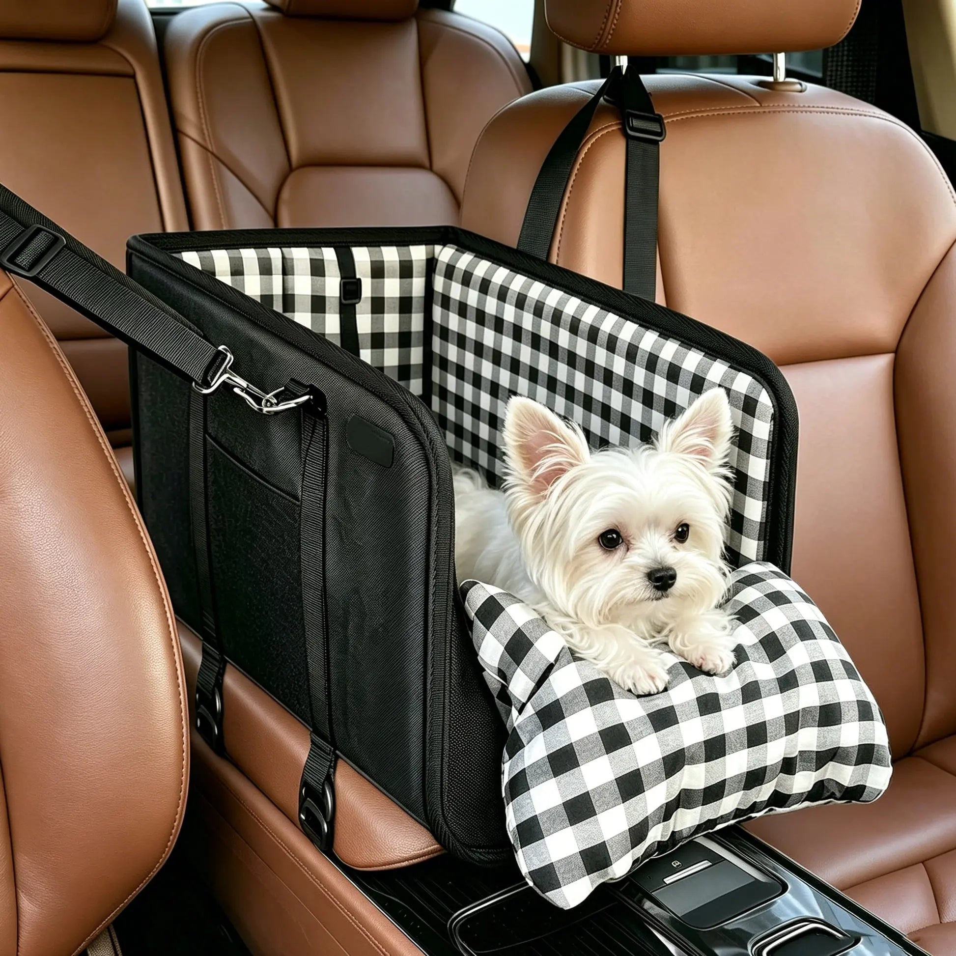 Premium Center Console Pet Car Seat – Secure Booster Bed & Anxiety Relief Travel Sleeper for Small Dogs & Cats