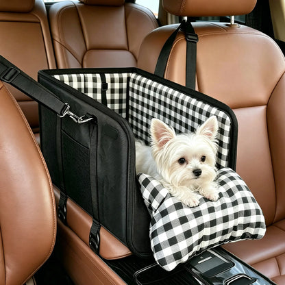 Premium Center Console Pet Car Seat – Secure Booster Bed & Anxiety Relief Travel Sleeper for Small Dogs & Cats