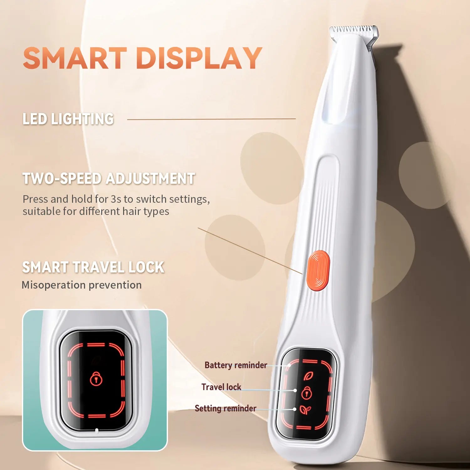 Professional Pet Grooming Clipper Kit – Rechargeable, Low-Noise Dog & Cat Paw Trimmer with LED Light & Dual-Speed Motor (Waterproof)