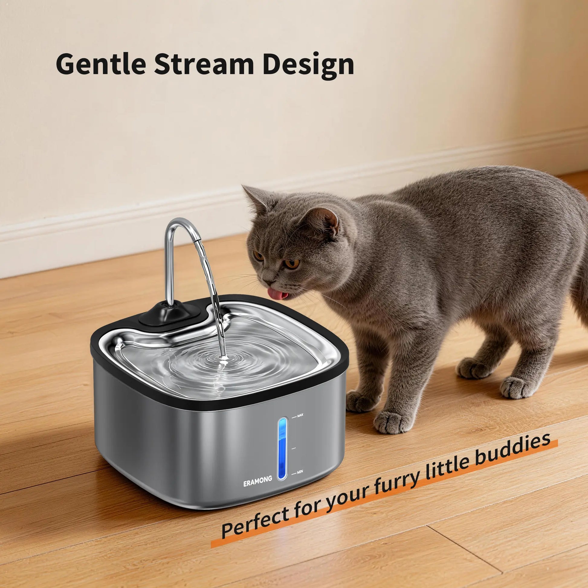 Cat Water Fountain, Pet Indoor Water Fountain, 4 Filters & Ultra Quiet Water Pump, 3.5 L/118.35 Oz Automatic Dog Water Bowl, Multifunctional Square Pet Water Fountain-W04B